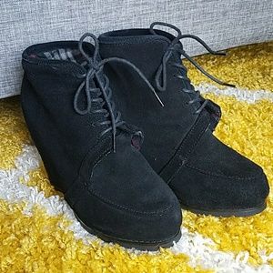 Cute black wedge booties